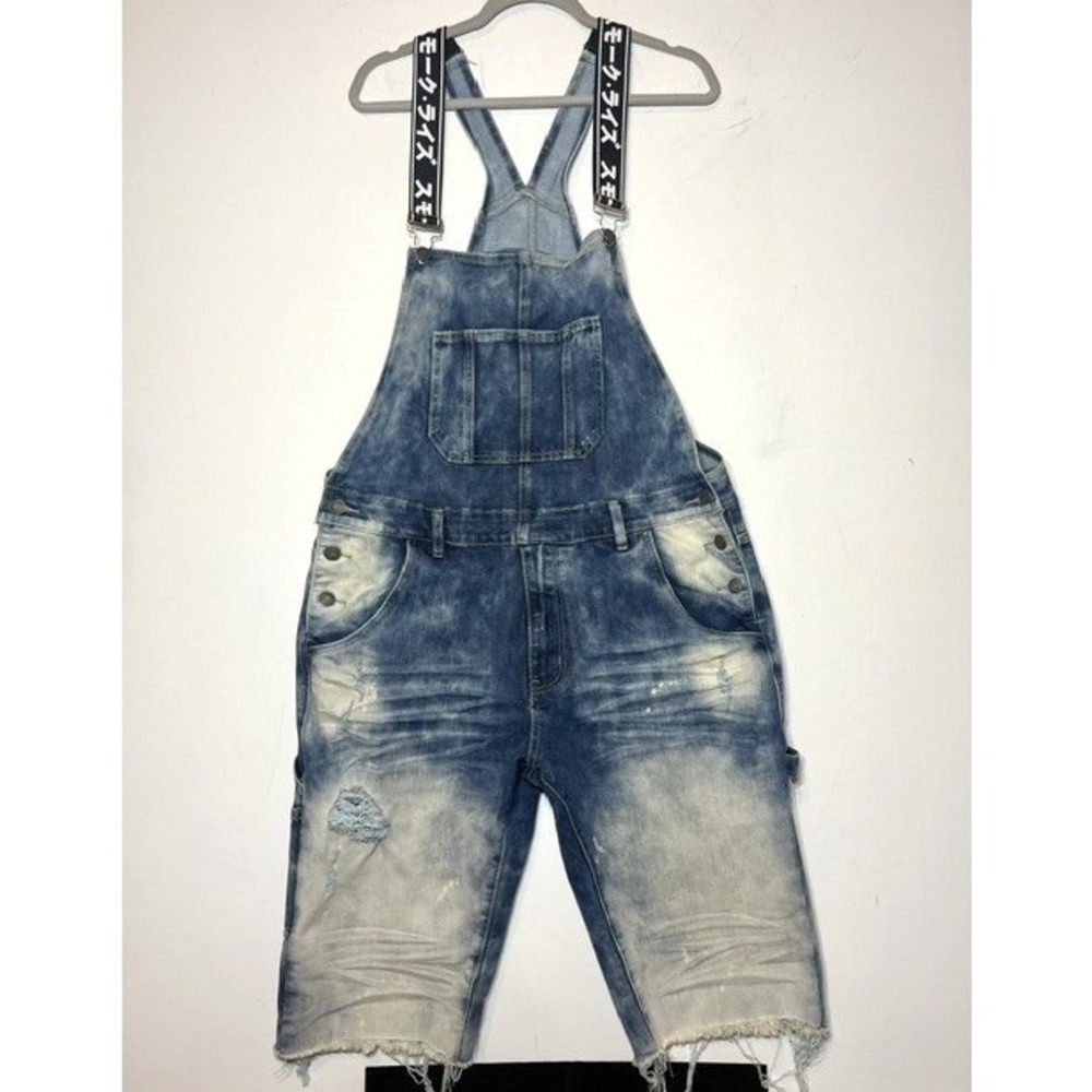 Smoke Rise Overall Men's Shorts Distressed Japanese Blue Jeans Sz XL